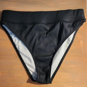 OP high waist ribbed black bikini bottoms